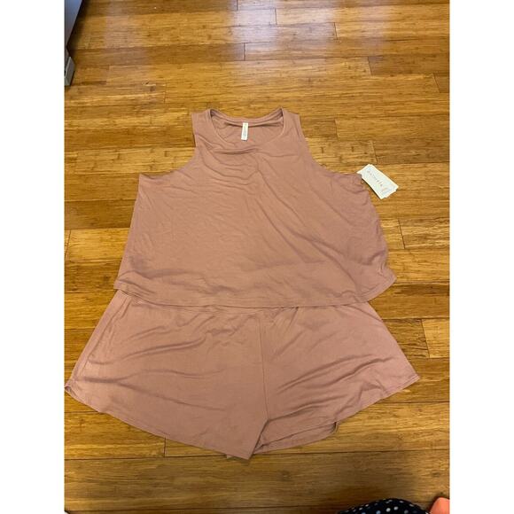 NWT ATHLETA WOMEN'S PALERMO PINK SLEEVELESS WELL RESTED RIB TANK AND SHORTS 3X - Picture 4 of 4